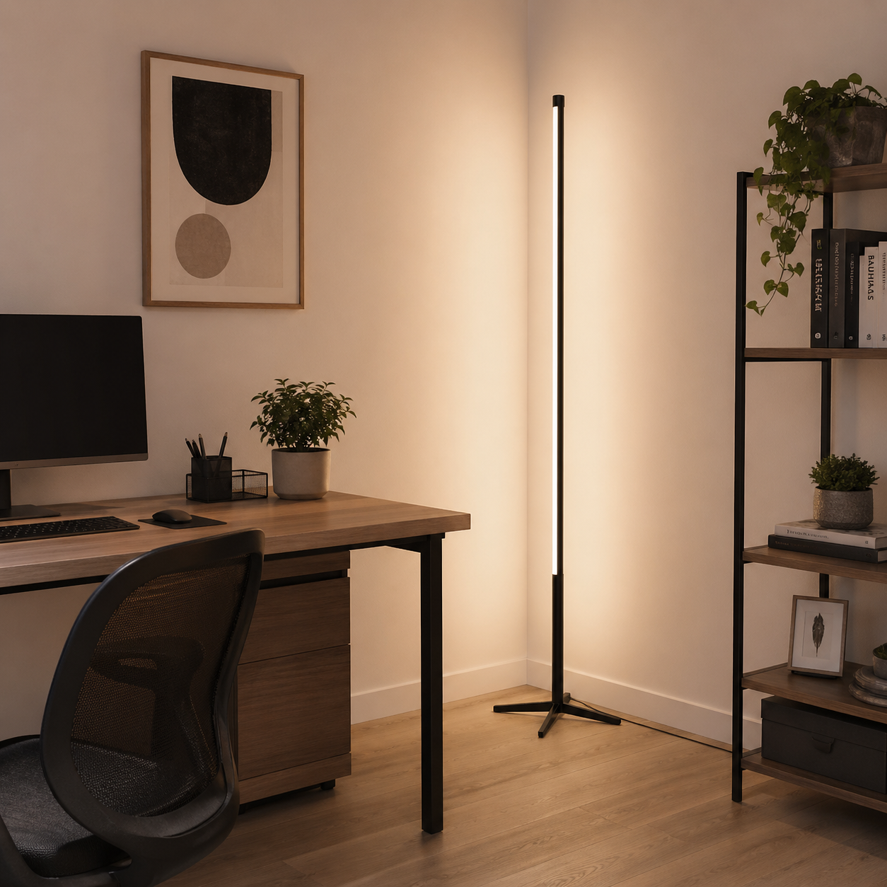 Lampadaire linéaire minimaliste en noir à led