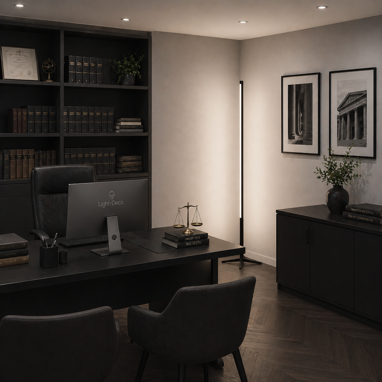 Lampadaire linéaire minimaliste en noir à led