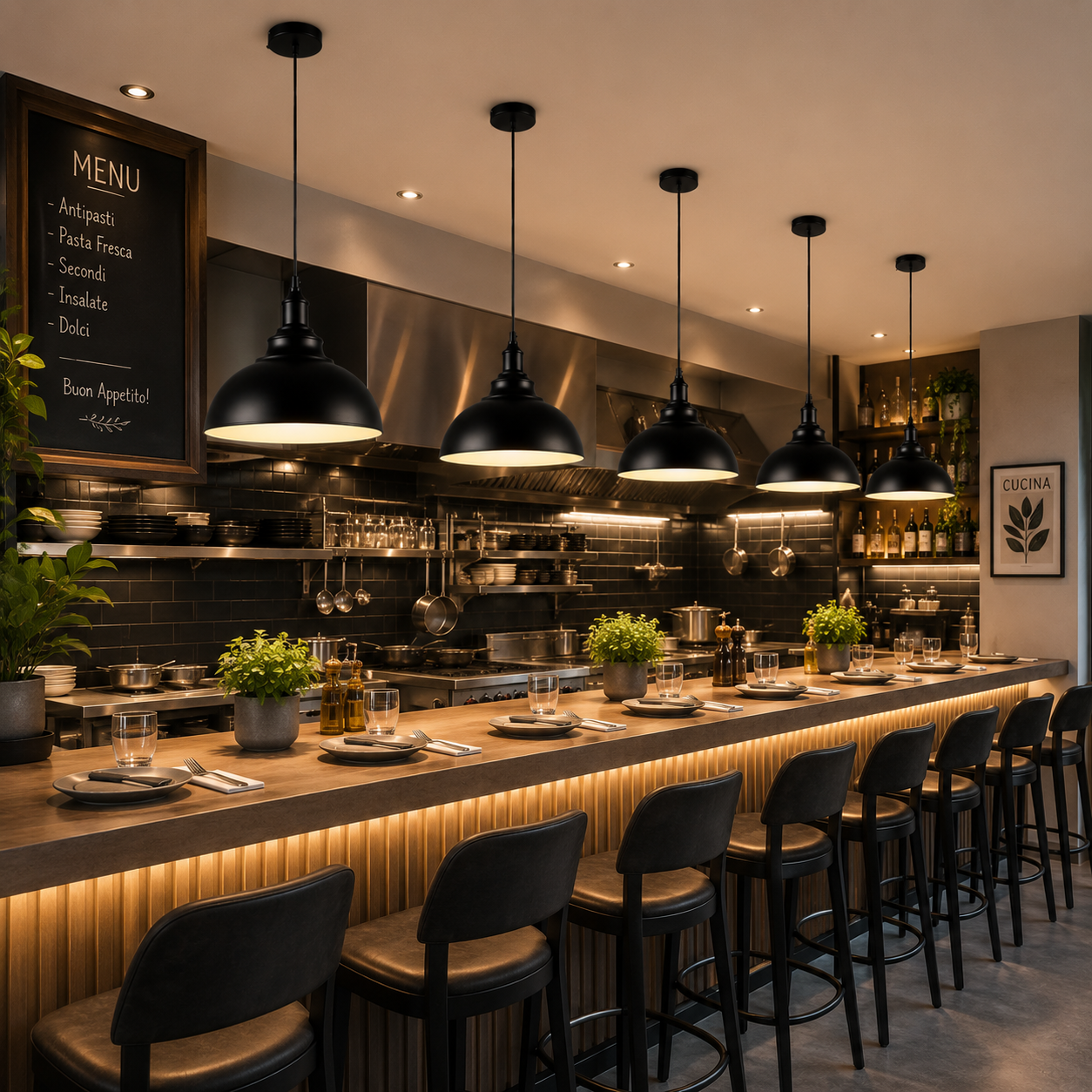 Suspension de cuisine noire simple