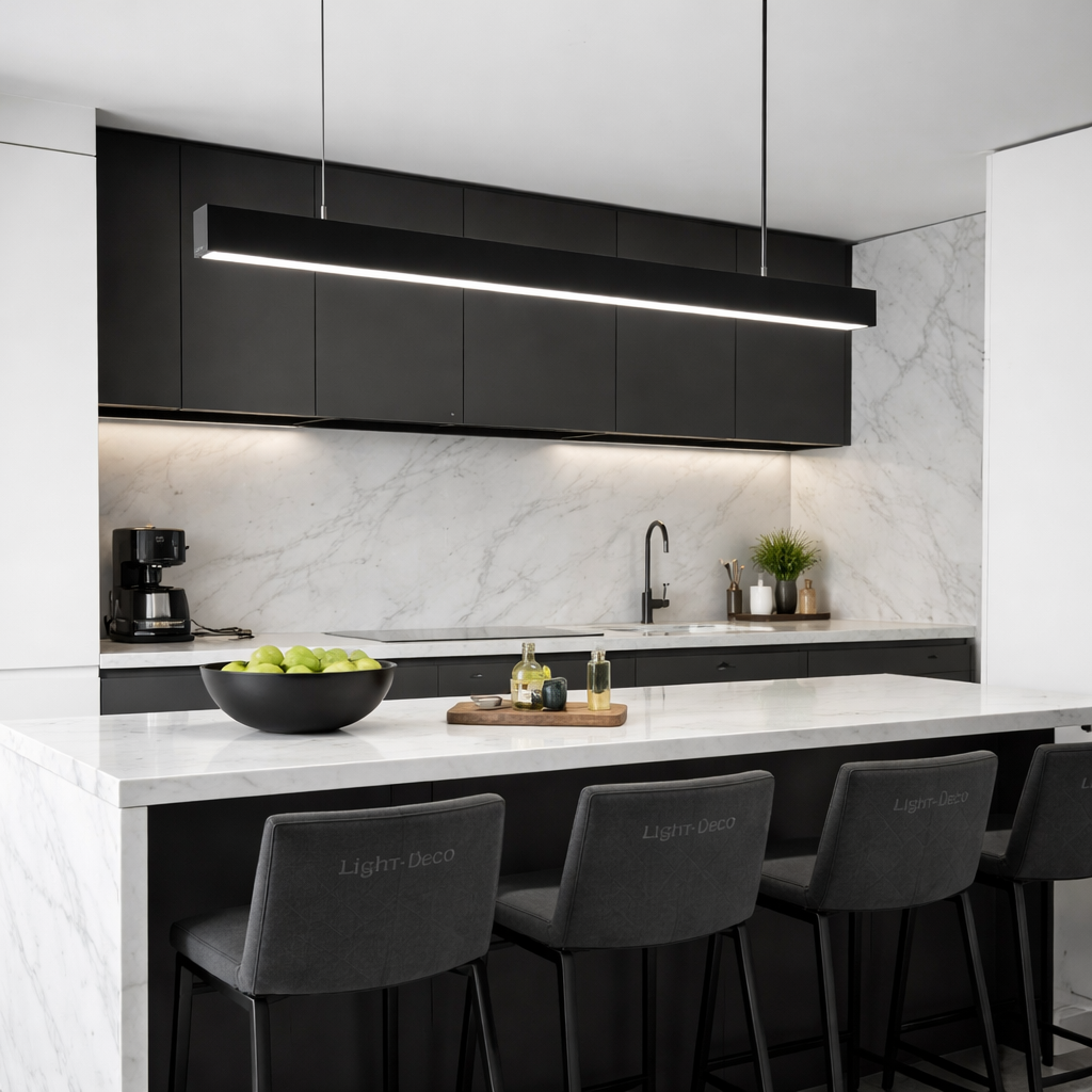 Suspension style réglette industrielle noire