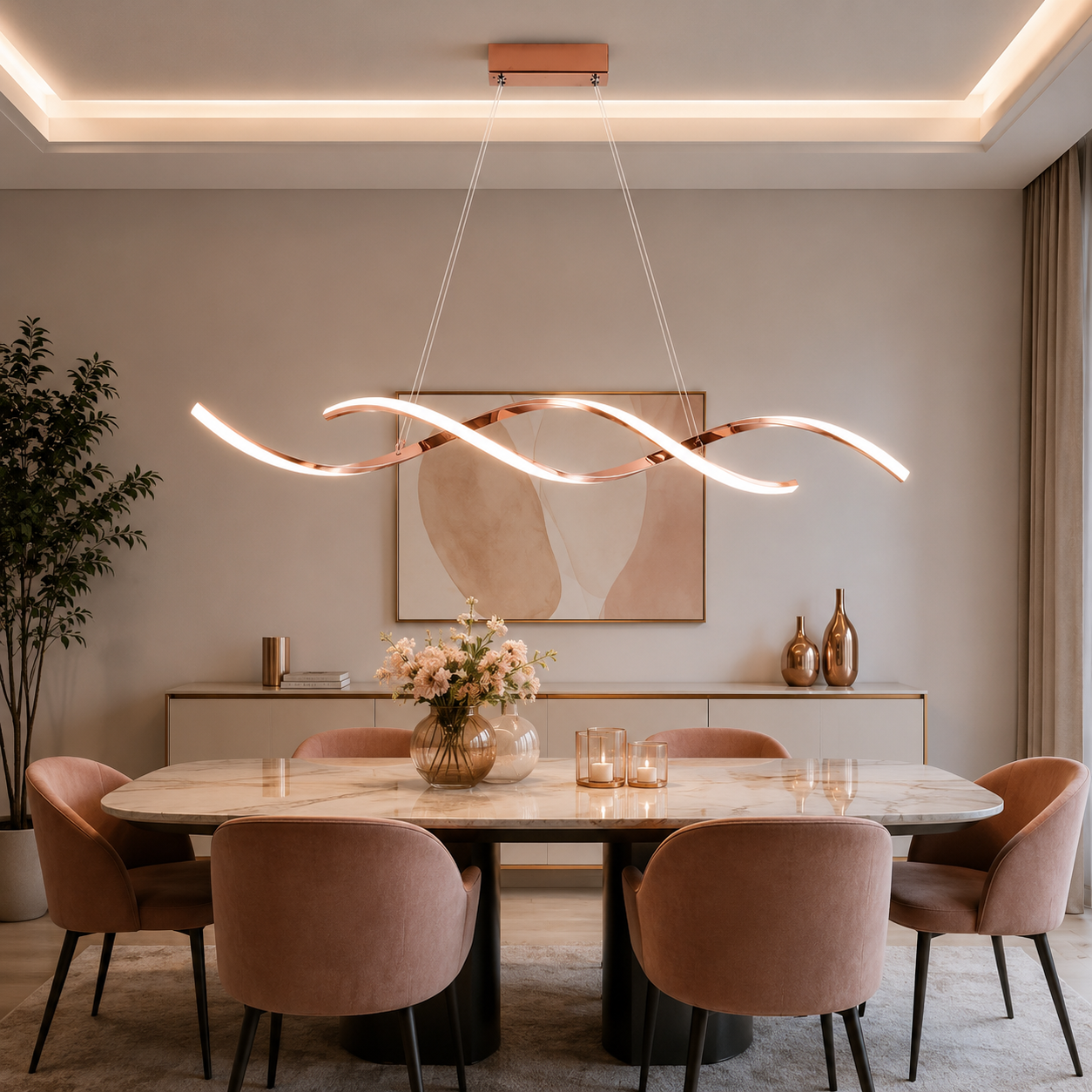 Lustre créatif moderne à led Rose gold