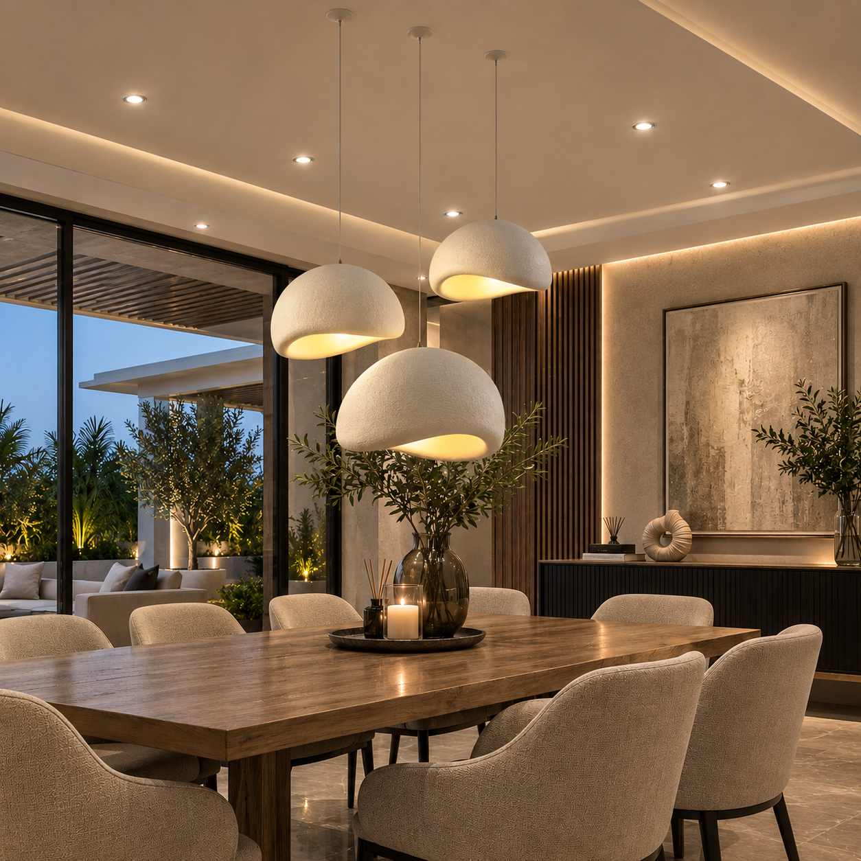Suspension Wabi blanche au design moderne
