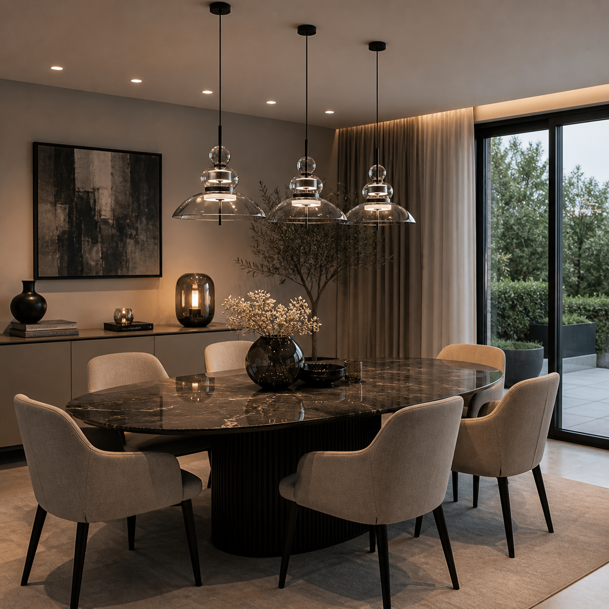 Suspension élégante en verre fumé au design minimaliste