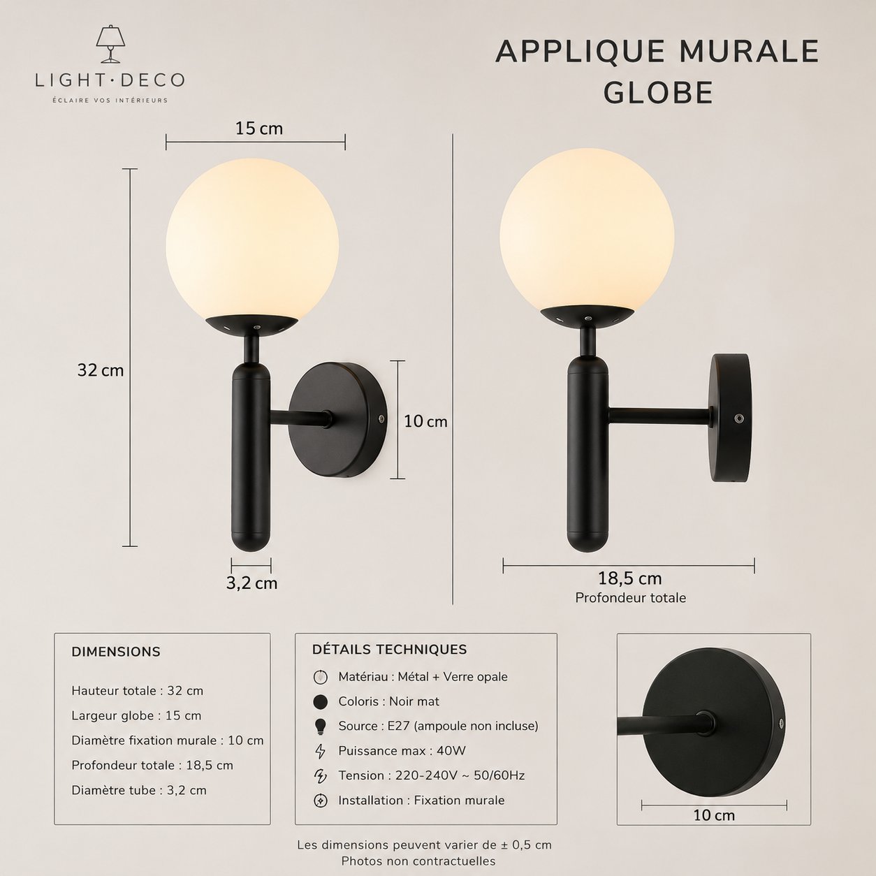 Applique Murale noire au style minimaliste