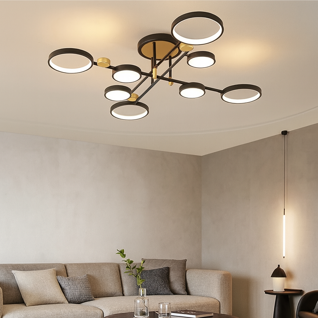 Plafonnier à 8 lampes Led au style moderne contemporain