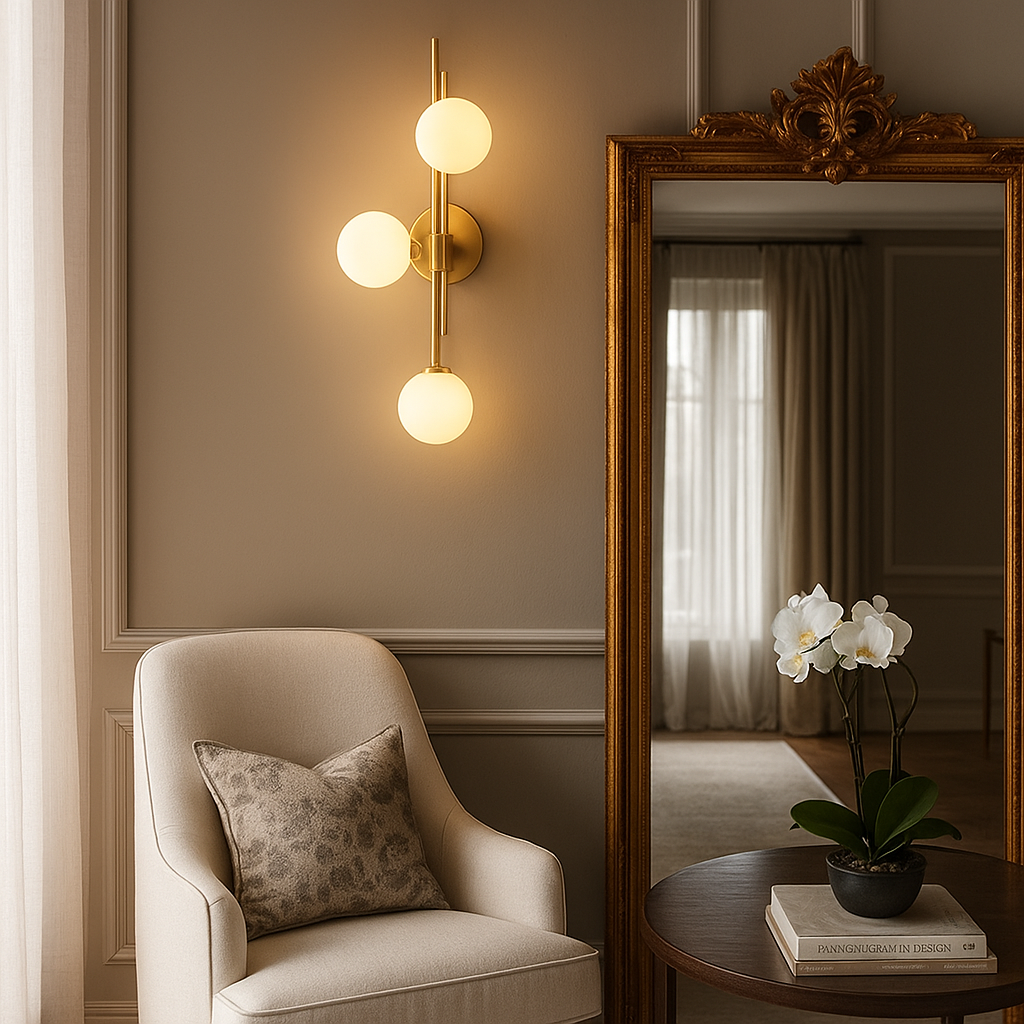 Applique Murale Viking Dorée à boules blanches