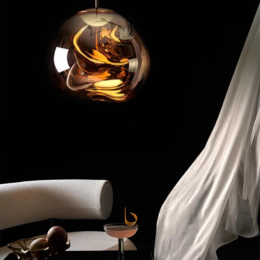 Suspension Dorée à effet miroir