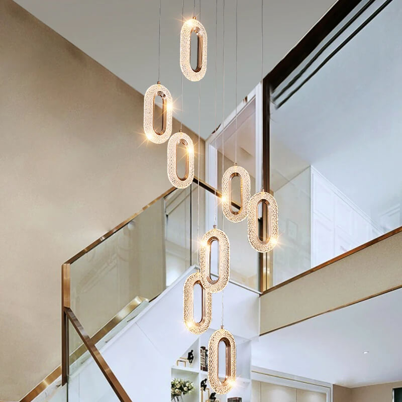 Grand Lustre 9 Suspensions Ovale en cristal - Light Deco