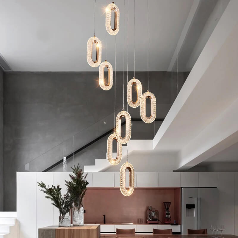 Grand Lustre 9 Suspensions Ovale en cristal - Light Deco