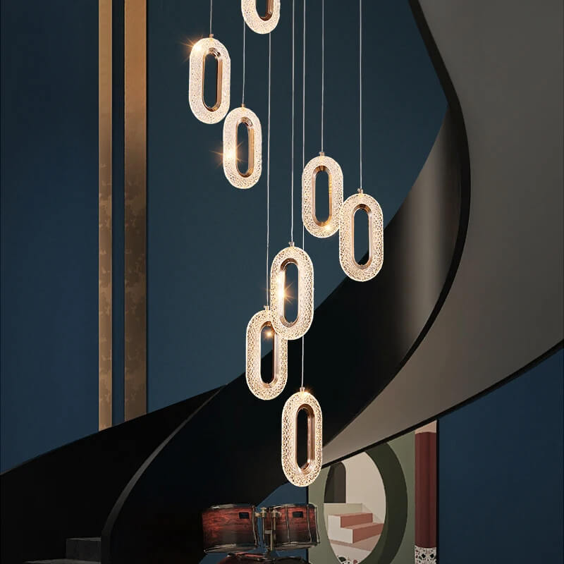 Grand Lustre 9 Suspensions Ovale en cristal - Light Deco