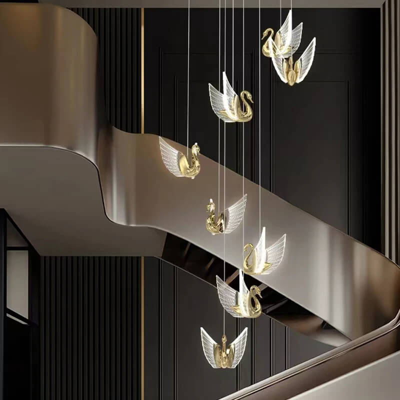 Grand Lustre 9 Suspensions Canard rose gold - Light Deco