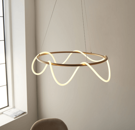 Lustre à effet laiton Indila ronde en doré et silicone pour séjour - Light Deco