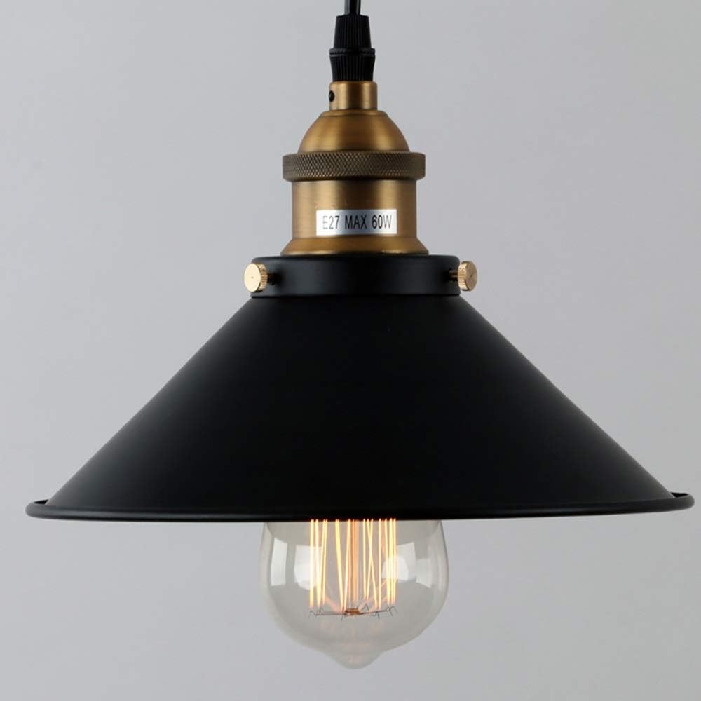 Suspension Derek en métal noir vintage E27 - Light Deco