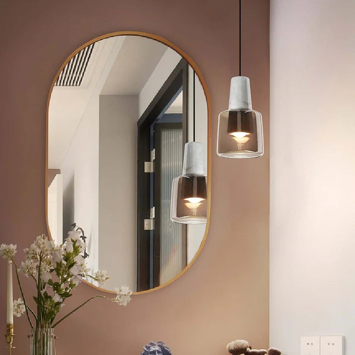 Suspension Glass en marbre naturel et verre champagne