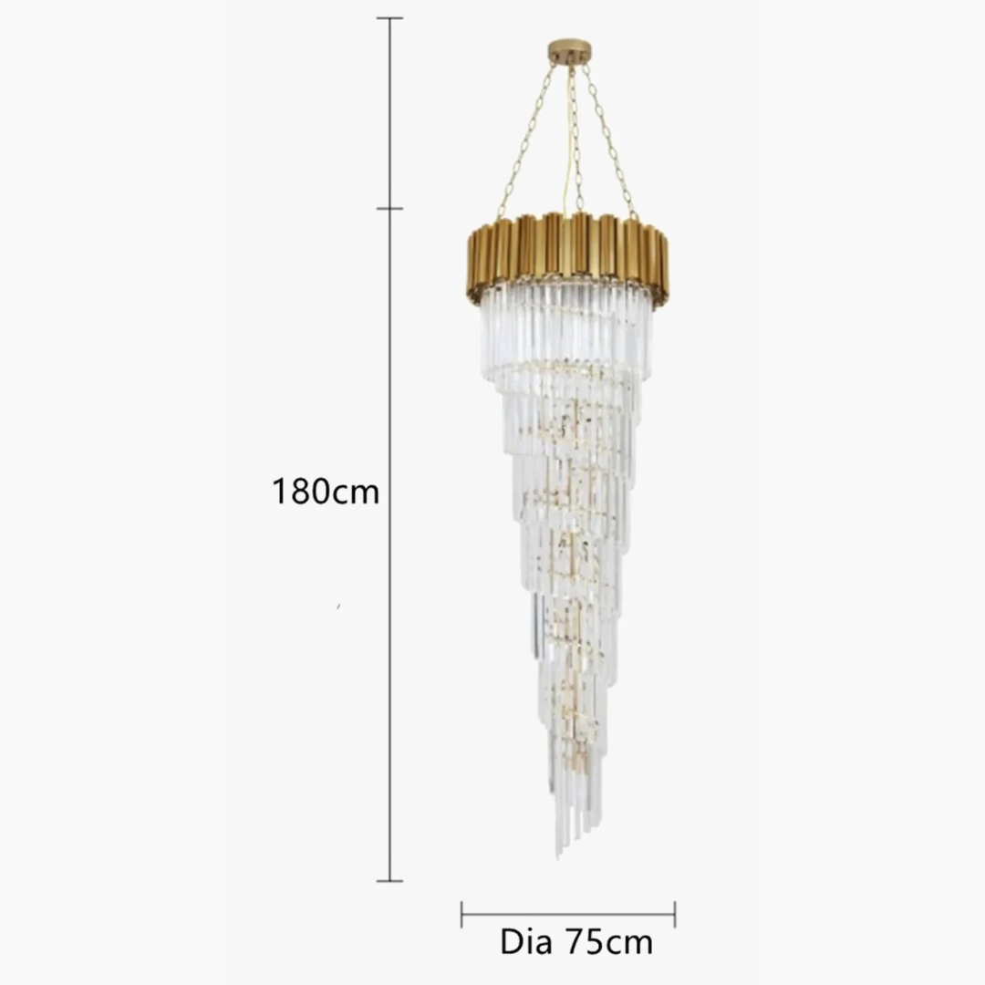 Lustre Magistral double hauteur en verre cristallin
