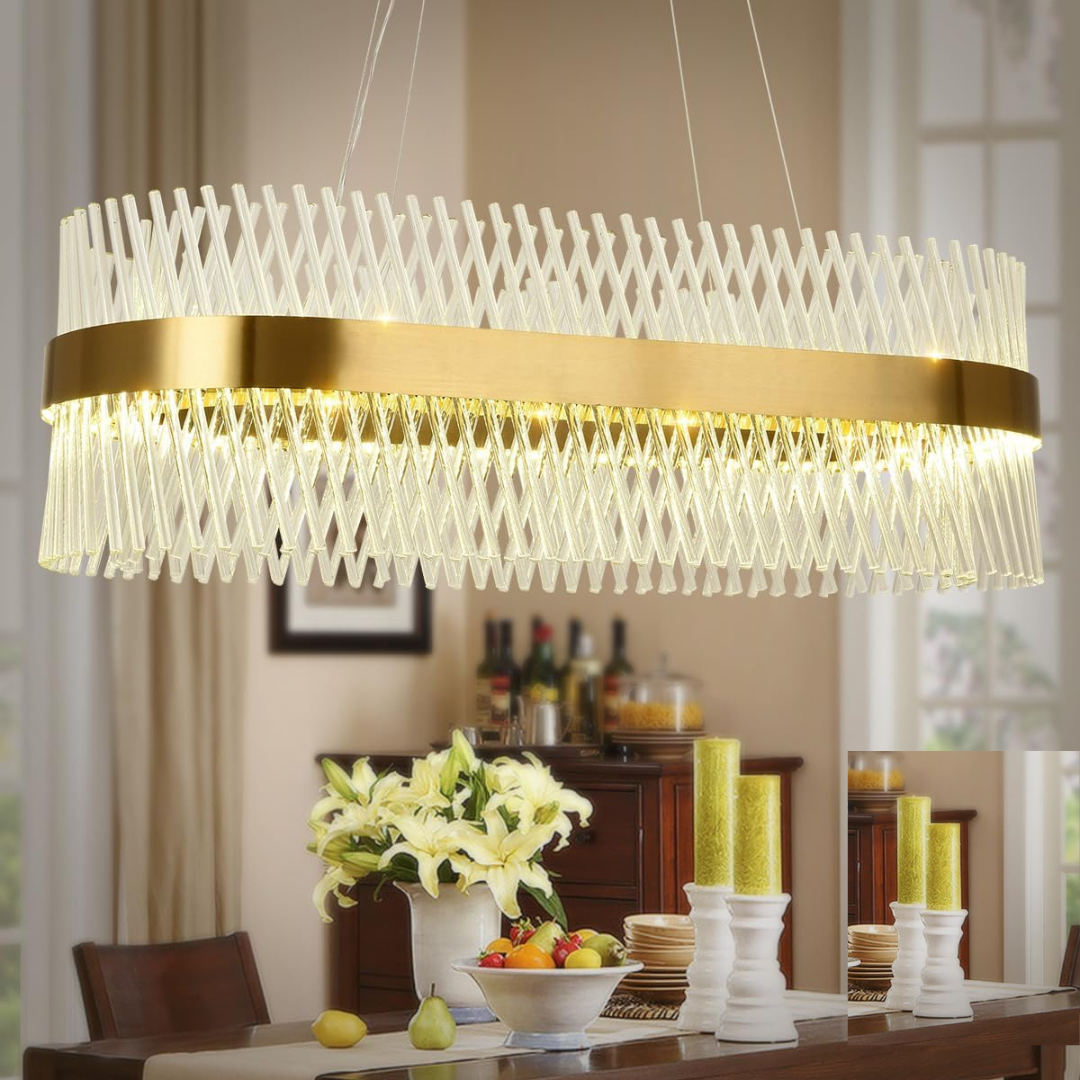 Lustre Ovale en verre cristallin au design moderne contemporain