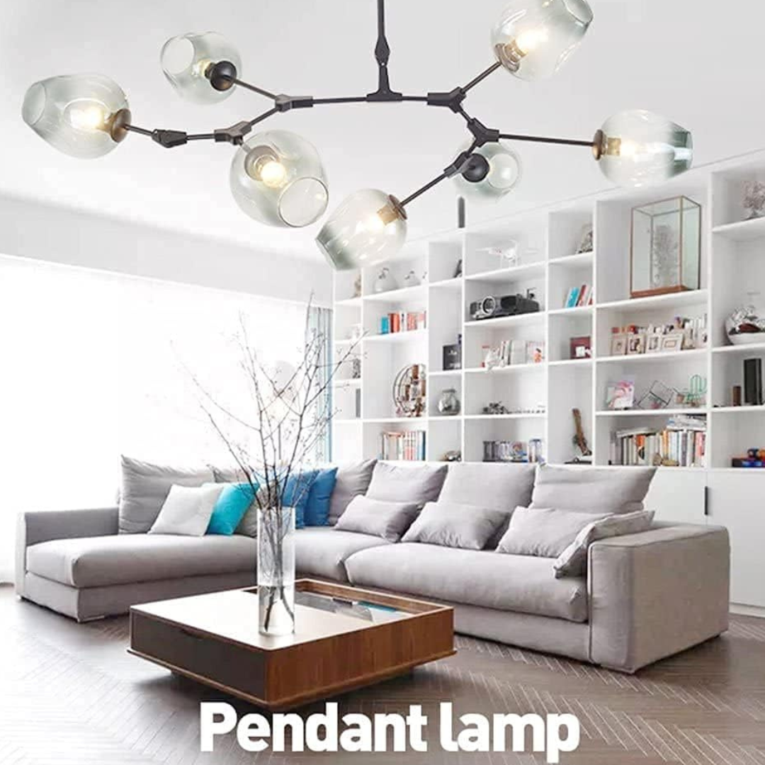Lustre Sky ajustable en noir en verre fumé - Light Deco