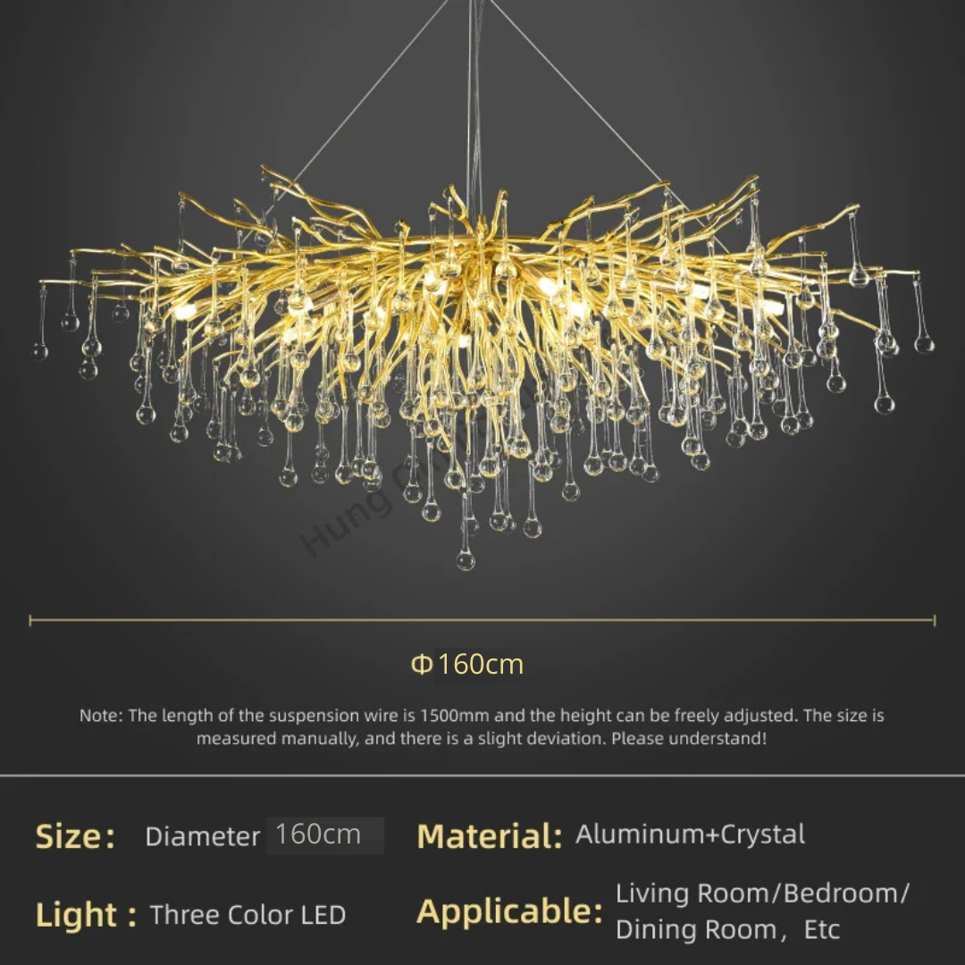 Lustre traditionnel goutte d'eau en verre cristallin pour salon marocain