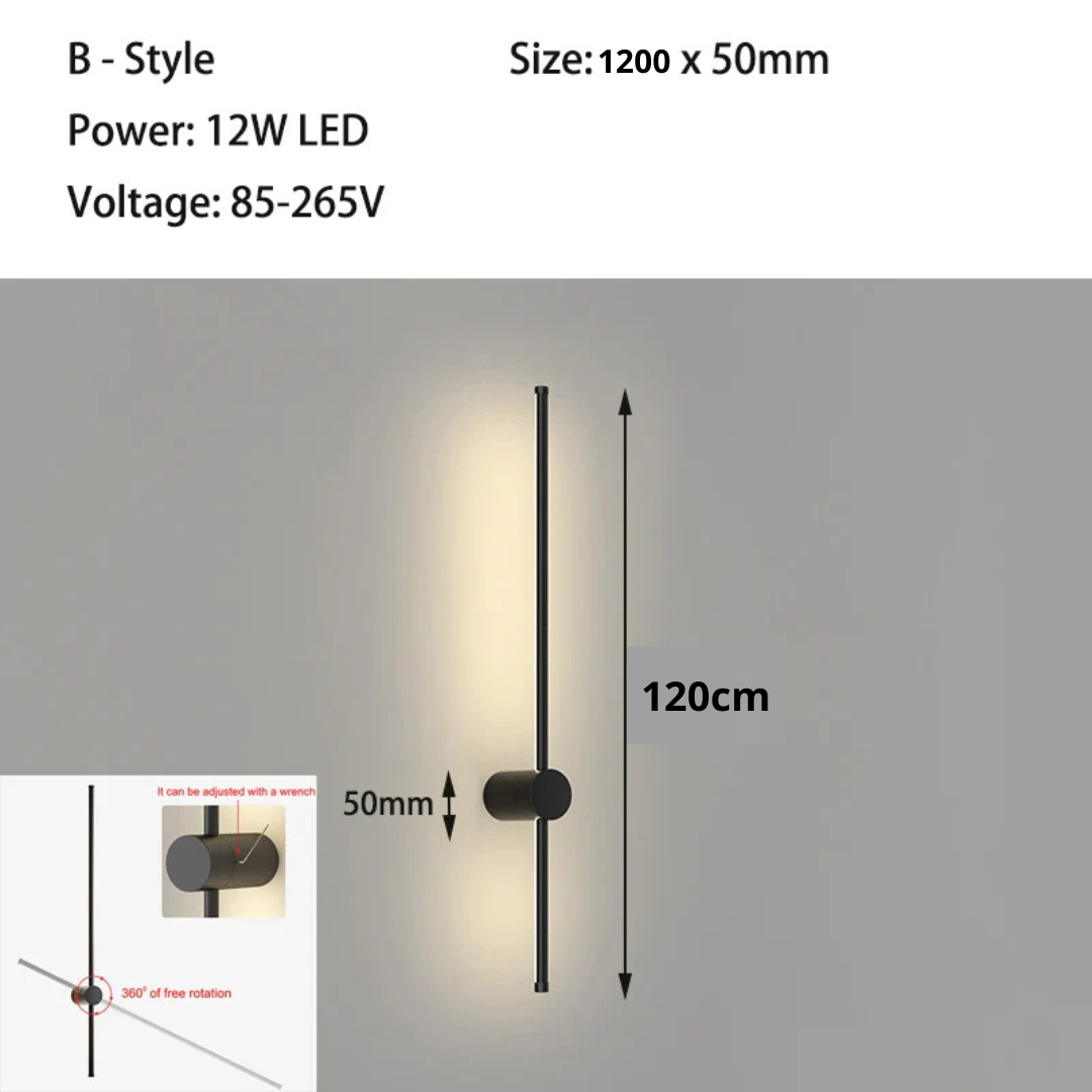 Applique murale LED linéaire noire