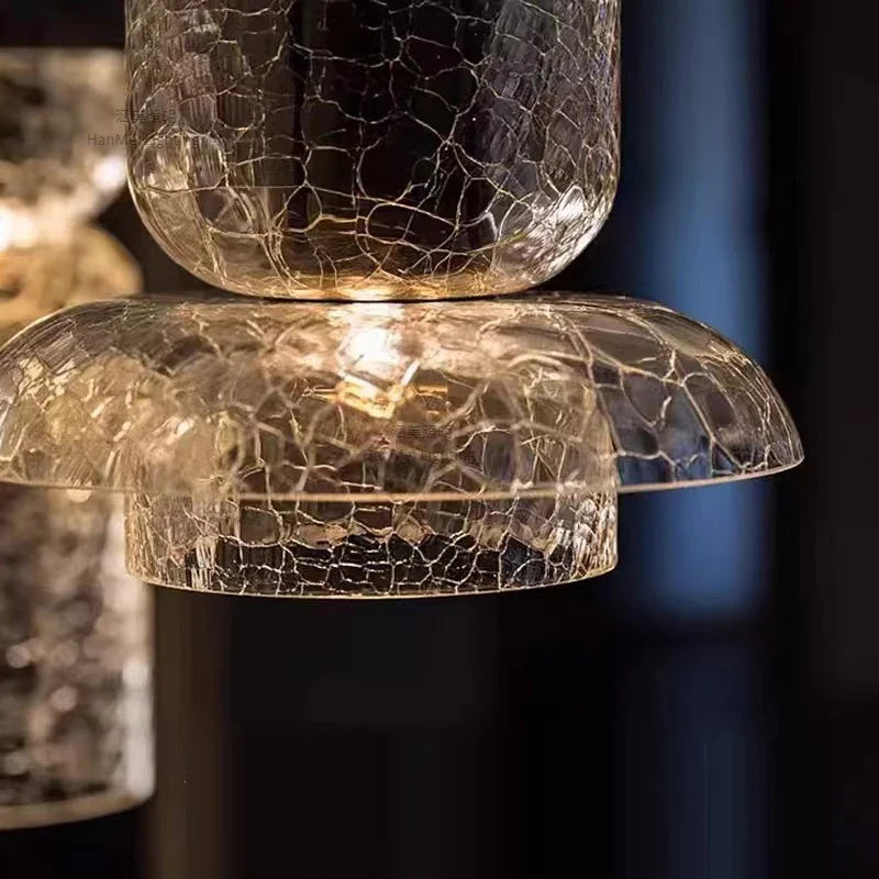 Pack de 3 suspensions en verre craquelé au design moderne