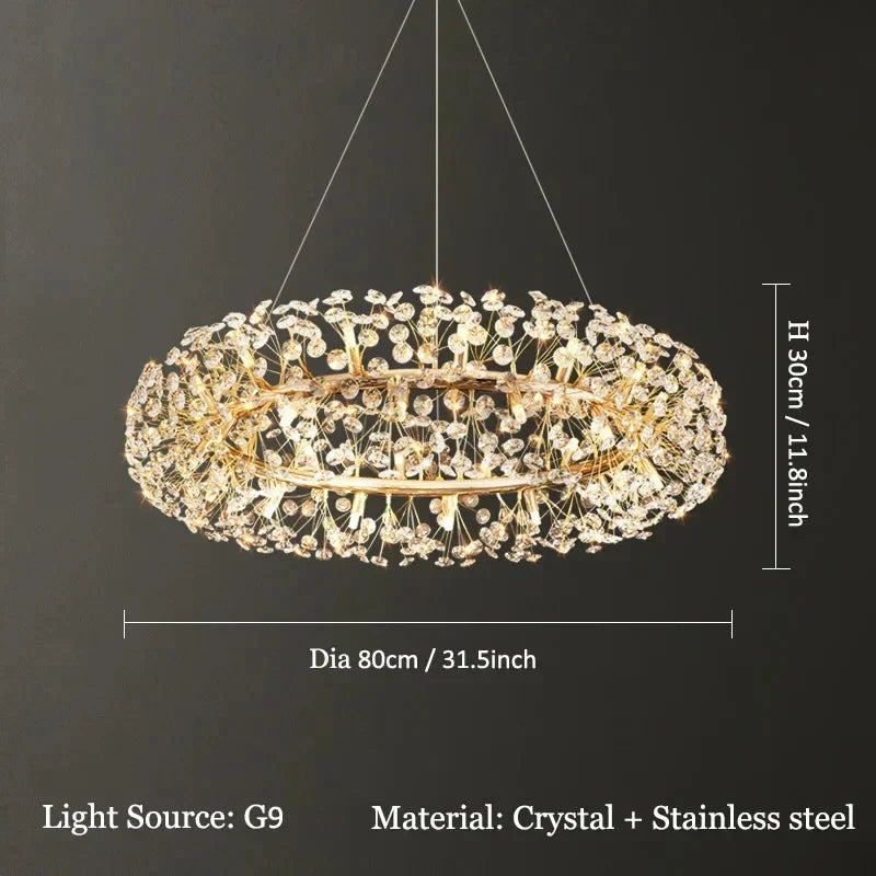 Lustre Safran à cristaux pour salon moderne