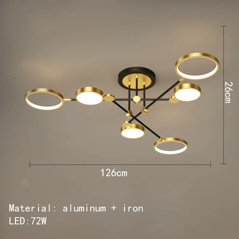 Plafonnier à 6 lampes Led au style moderne contemporain