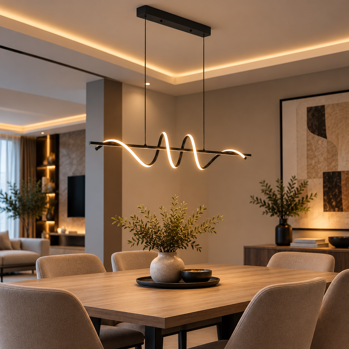 Lustre noir pour salle à manger ou bureau