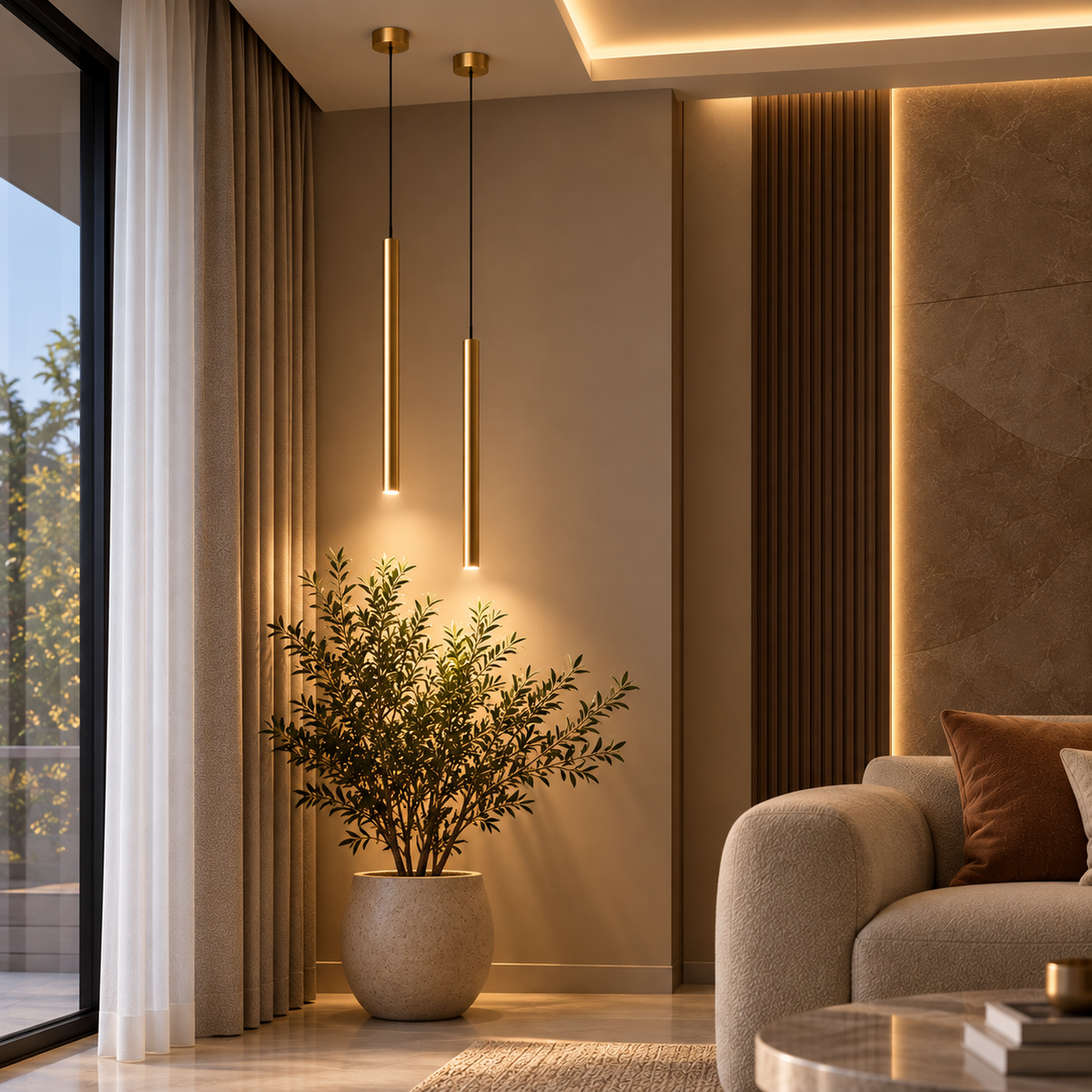 Suspension Slim cylindrique à Led intégrée