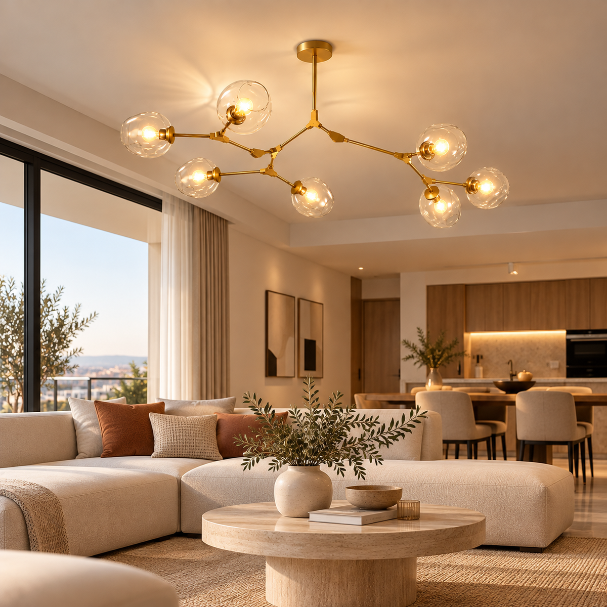 Lustre Sky ajustable moderne à globes