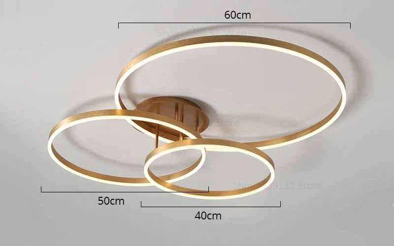 Plafonnier Ring moderne en Acrylique doré
