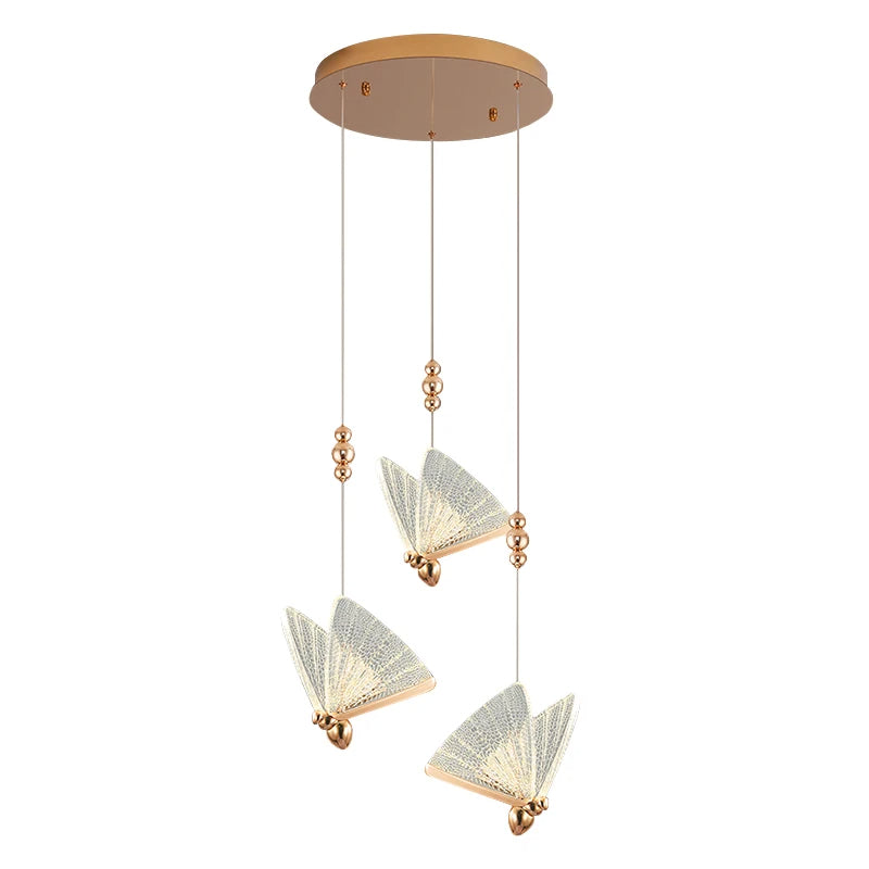 Trois Suspensions Papillon en rose gold - Light Deco