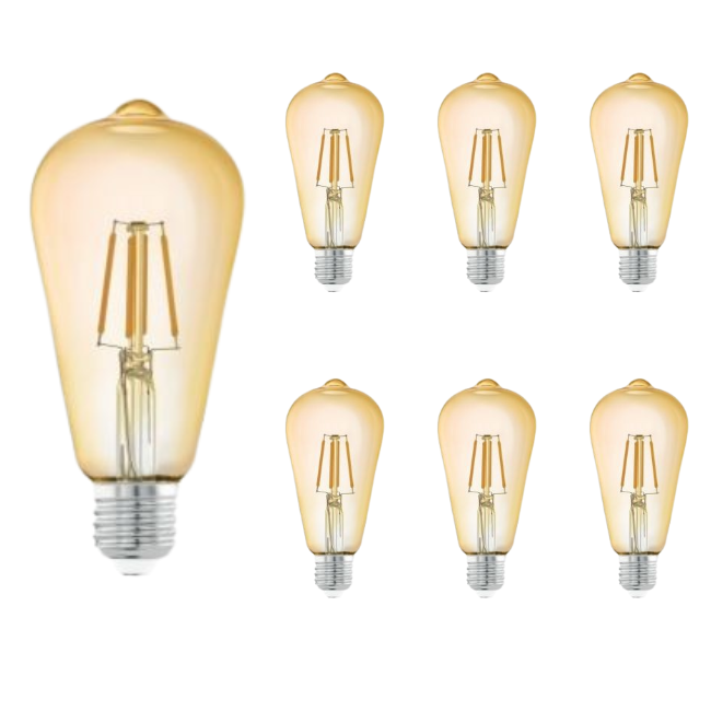 6 Ampoules Filament E27 LED 6W ST60 3000k ( lumière jaune ) - Light Deco