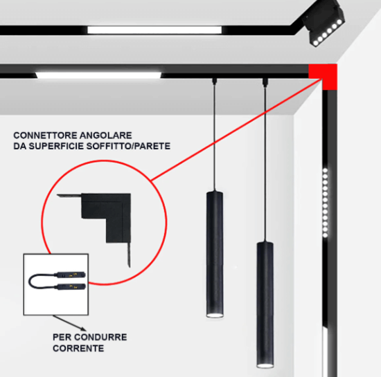 Coude 90° de rail apparente pour éclairage magnétique - Light Deco