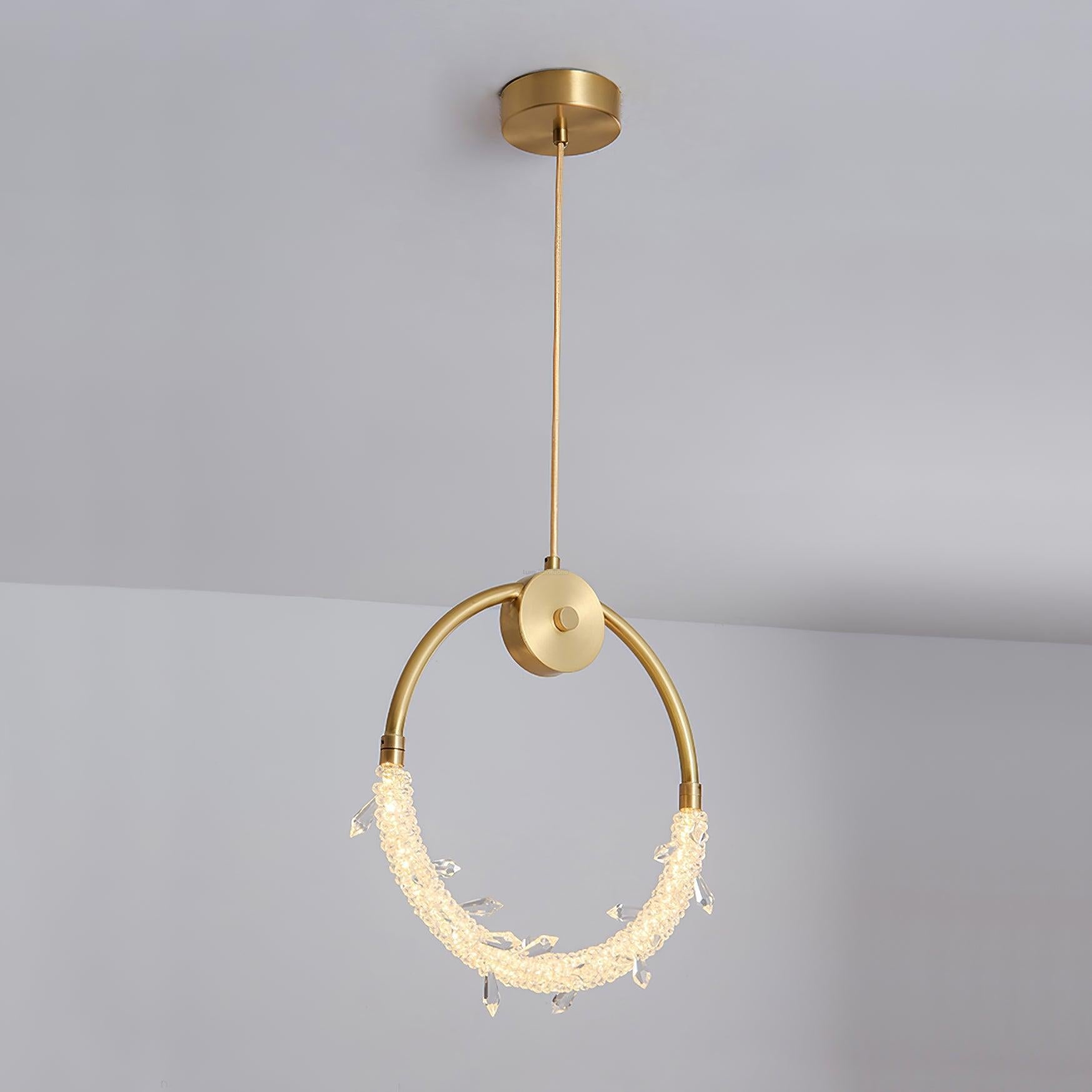 Suspension Luminaire Diamond à mini cristaux en verre et doré - Maroc