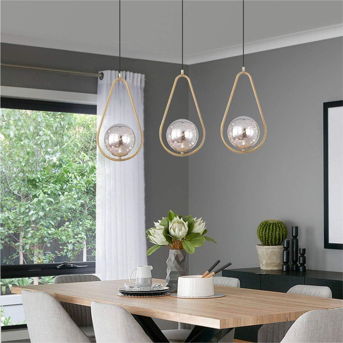 Suspension Smokey en doré et verre fumé - Light Deco