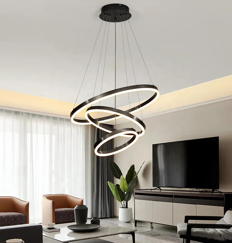 Lustre Royal 3 cercles en noir 60cm - Light Deco