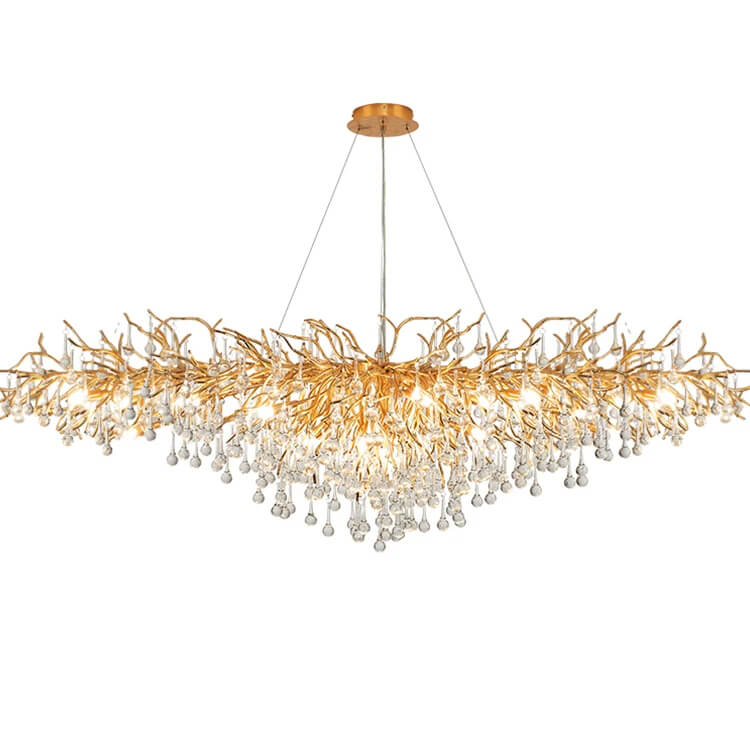 Lustre 120cm en doré et verre pour salon marocain - Light Deco