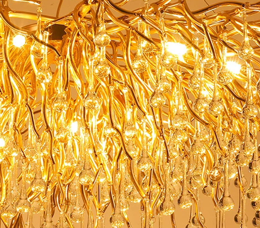 Lustre 160cm en doré et verre pour salon marocain - Light Deco