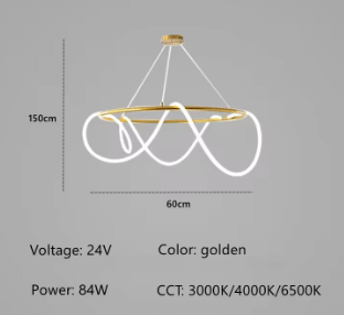 Lustre à effet laiton Indila ronde en doré et silicone pour séjour - Light Deco