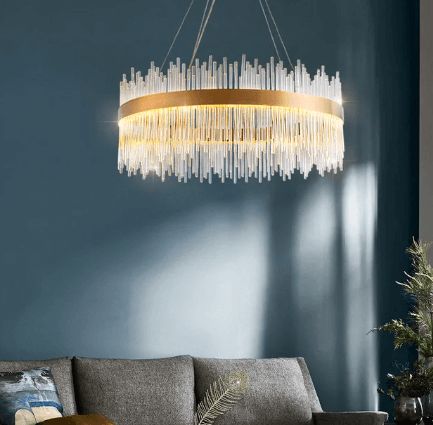 Lustre Eve 50cm en doré et verre cristal pour salon marocain - Light Deco