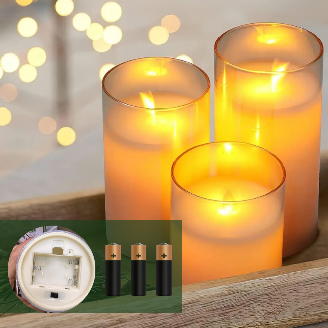 3 Bougies sans flamme alimentées par pile - Light Deco