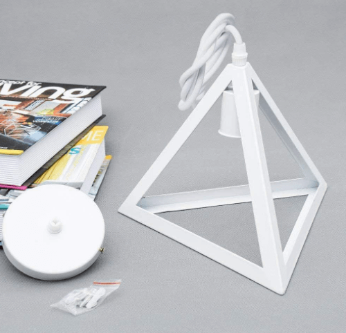 Trois suspensions All White blanches triangulaires - Light Deco