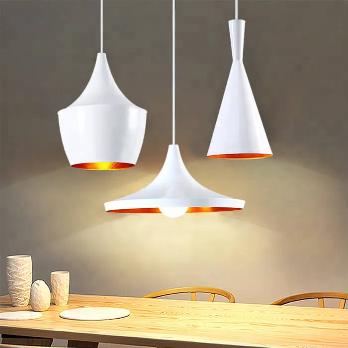 Suspension Blanche Orangée Triple à support long pour cuisine moderne - Light Deco