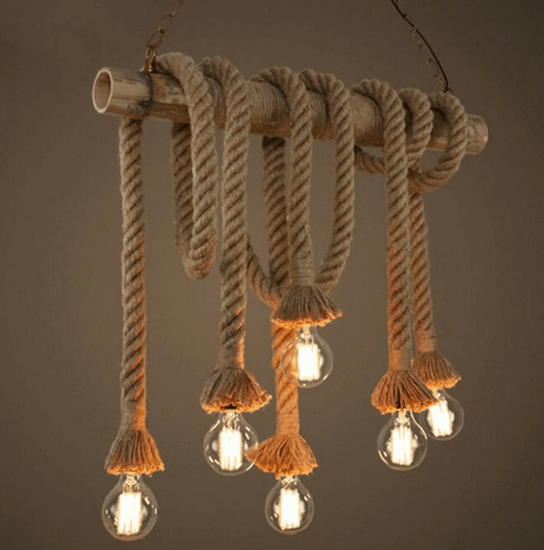 Suspension Bambou Corde Vintage - Light Deco