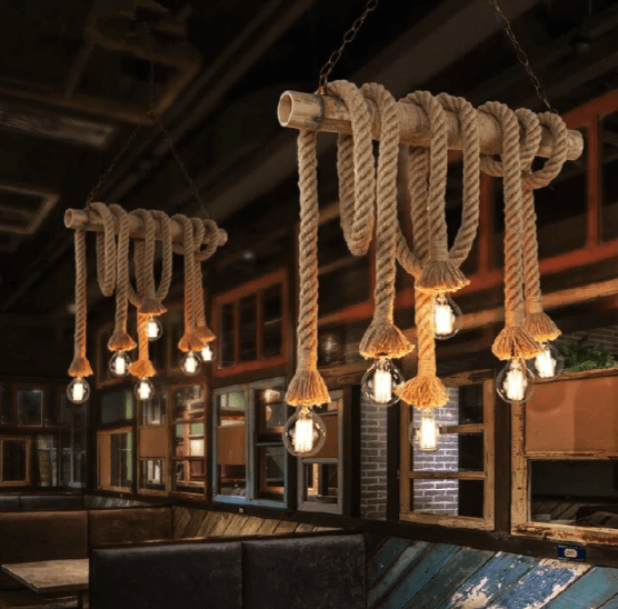 Suspension Bambou Corde Vintage - Light Deco