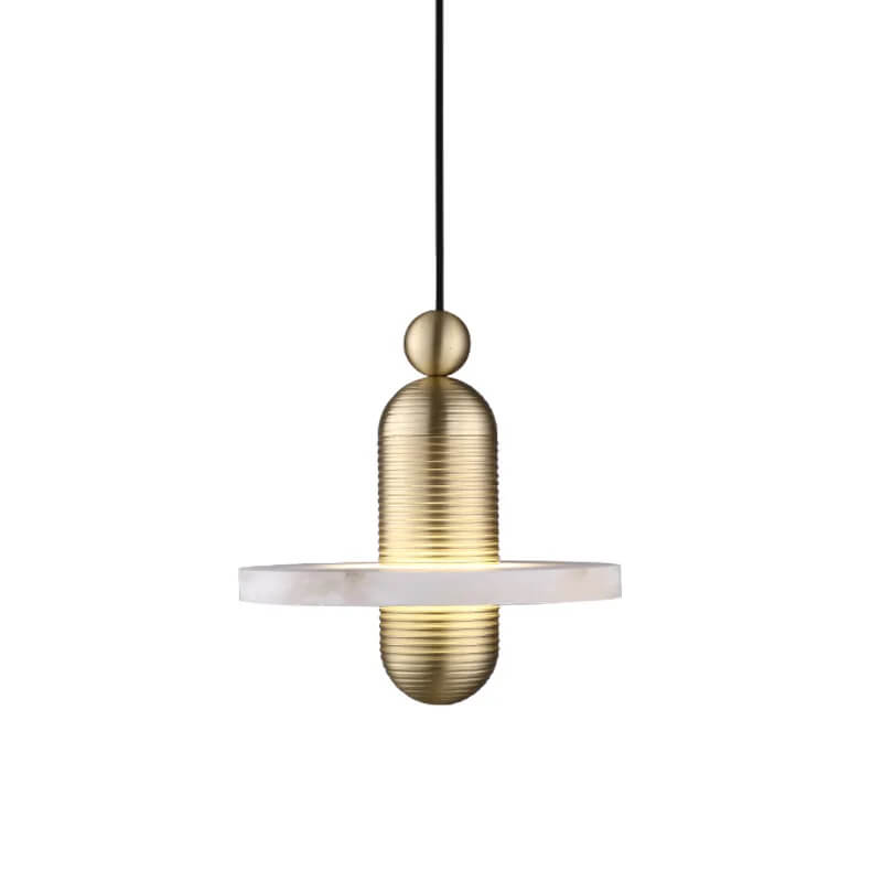 Suspension Guangzhou en marbre blanc et support aluminium doré - Light Deco