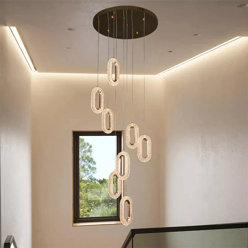 Grand Lustre 9 Suspensions Ovale en cristal - Light Deco