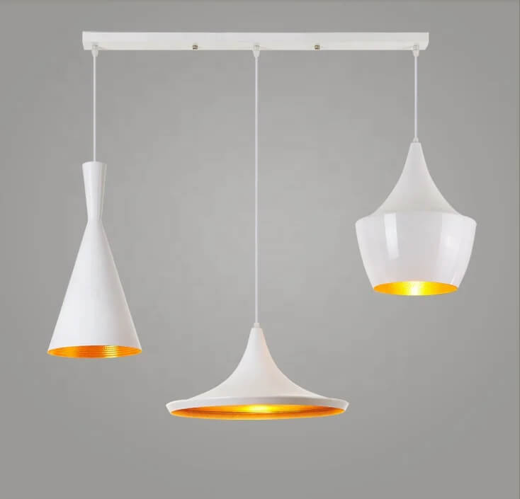 Suspension Blanche Orangée Triple à support long pour cuisine moderne - Light Deco