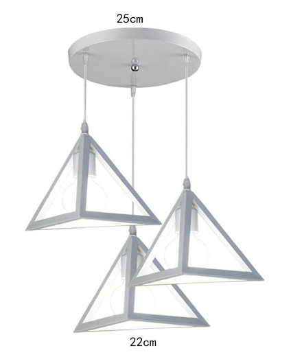 Trois suspensions All White blanches triangulaires - Light Deco