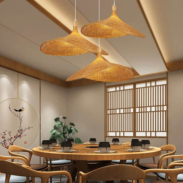 Suspension Luminaire Bambou en dôme style chapeau Maroc - Light Deco